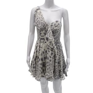 Zimmermann Women Silk One-Shoulder Fit & Flare Leopard Dress Size 3